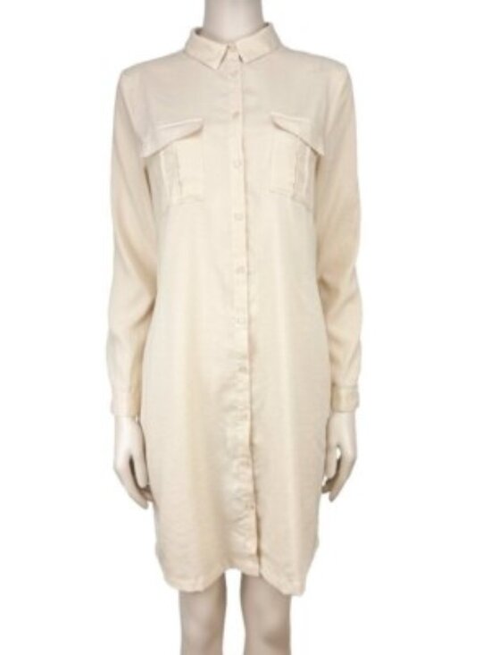 Ichi Dresses & Skirts - ICHI Butter Yellow Shirt‎ Long Sleeves Belted French Tunic Summer Dress Sz 36 S
